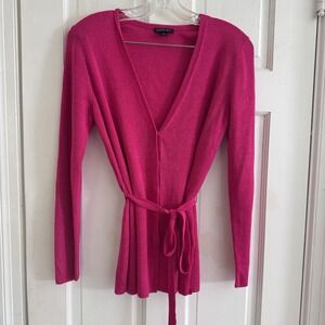 Lafayette 148 New York Size S Silk Cardigan Snap‎ Button Pink V Neck Date Night